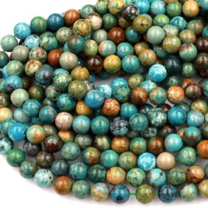 Shop Turquoise Round Beads! Real Genuine Natural Blue Green Brown Turquoise 4mm 5mm 6mm 8mm 10mm Smooth Round Beads 15.5" Strand | Natural genuine round Turquoise beads for beading and jewelry making.  #jewelry #beads #beadedjewelry #diyjewelry #jewelrymaking #beadstore #beading #affiliate #ad