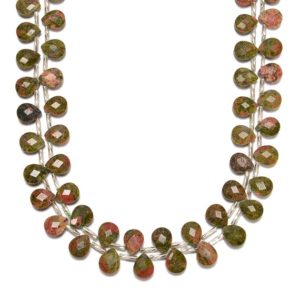 Shop Unakite Beads! Natural Unakite Top Drill Faceted Flat Teardrop Size 8x10mm 15.5''Strand | Natural genuine beads Unakite beads for beading and jewelry making.  #jewelry #beads #beadedjewelry #diyjewelry #jewelrymaking #beadstore #beading #affiliate #ad