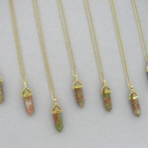 Shop Unakite Pendants! Unakite Necklace Natural Unakite Pendant Healing Crystal Necklace for Women Green Pink Gemstone Gold Necklace Unakite Crystal Point Pendant | Natural genuine Unakite pendants. Buy crystal jewelry, handmade handcrafted artisan jewelry for women.  Unique handmade gift ideas. #jewelry #beadedpendants #beadedjewelry #gift #shopping #handmadejewelry #fashion #style #product #pendants #affiliate #ad
