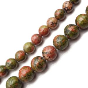 Shop Unakite Round Beads! 2.0mm Hole Unakite Smooth Round Beads 8mm 10mm 15.5" Strand | Natural genuine round Unakite beads for beading and jewelry making.  #jewelry #beads #beadedjewelry #diyjewelry #jewelrymaking #beadstore #beading #affiliate #ad