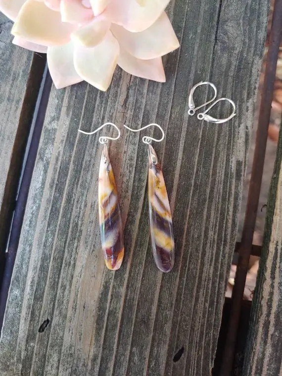 Unique Mookaite Earrings. Sterling Silver Mookaite Jasper Earrings