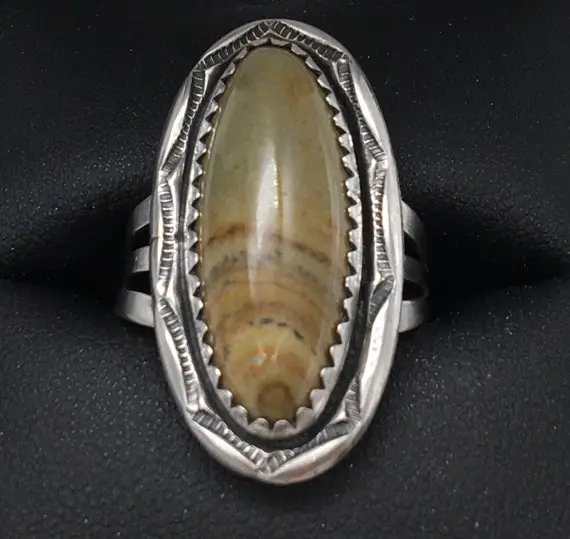Vintage Sterling Silver Navajo Petrified Wood Ring