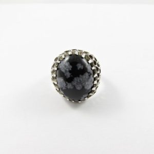 Shop Snowflake Obsidian Rings! Vintage Sterling Snowflake Obsidian Ring, US Size 5.75 Ring, 925 Silver, Black Stone Ring | Natural genuine Snowflake Obsidian rings, simple unique handcrafted gemstone rings. #rings #jewelry #shopping #gift #handmade #fashion #style #affiliate #ad