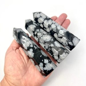 Shop Snowflake Obsidian Points & Wands! XLarge Snowflake Obsidian Point, Snowflake Obsidian Tower, Size Approx. 4 -4.5 inch OP02-05 | Natural genuine stones & crystals in various shapes & sizes. Buy raw cut, tumbled, or polished gemstones for making jewelry or crystal healing energy vibration raising reiki stones. #crystals #gemstones #crystalhealing #crystalsandgemstones #energyhealing #affiliate #ad