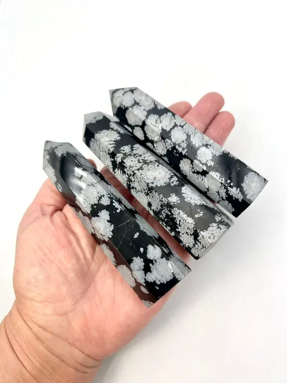 Xlarge Snowflake Obsidian Point, Snowflake Obsidian Tower, Size Approx. 4 -4.5 Inch Op02-05