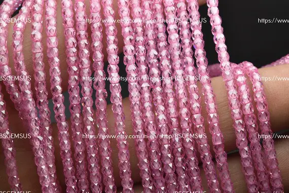 13 Inches Strand,pink Zircon Faceted Rondelle,size.3mm