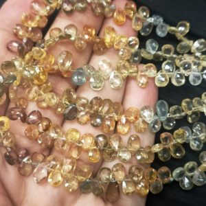 Shop Zircon Beads! 7 Inches Strand, Finest Quality, Natural Multi Zircon Shaded Faceted Pear, Size 7-8mm | Natural genuine faceted Zircon beads for beading and jewelry making.  #jewelry #beads #beadedjewelry #diyjewelry #jewelrymaking #beadstore #beading #affiliate #ad