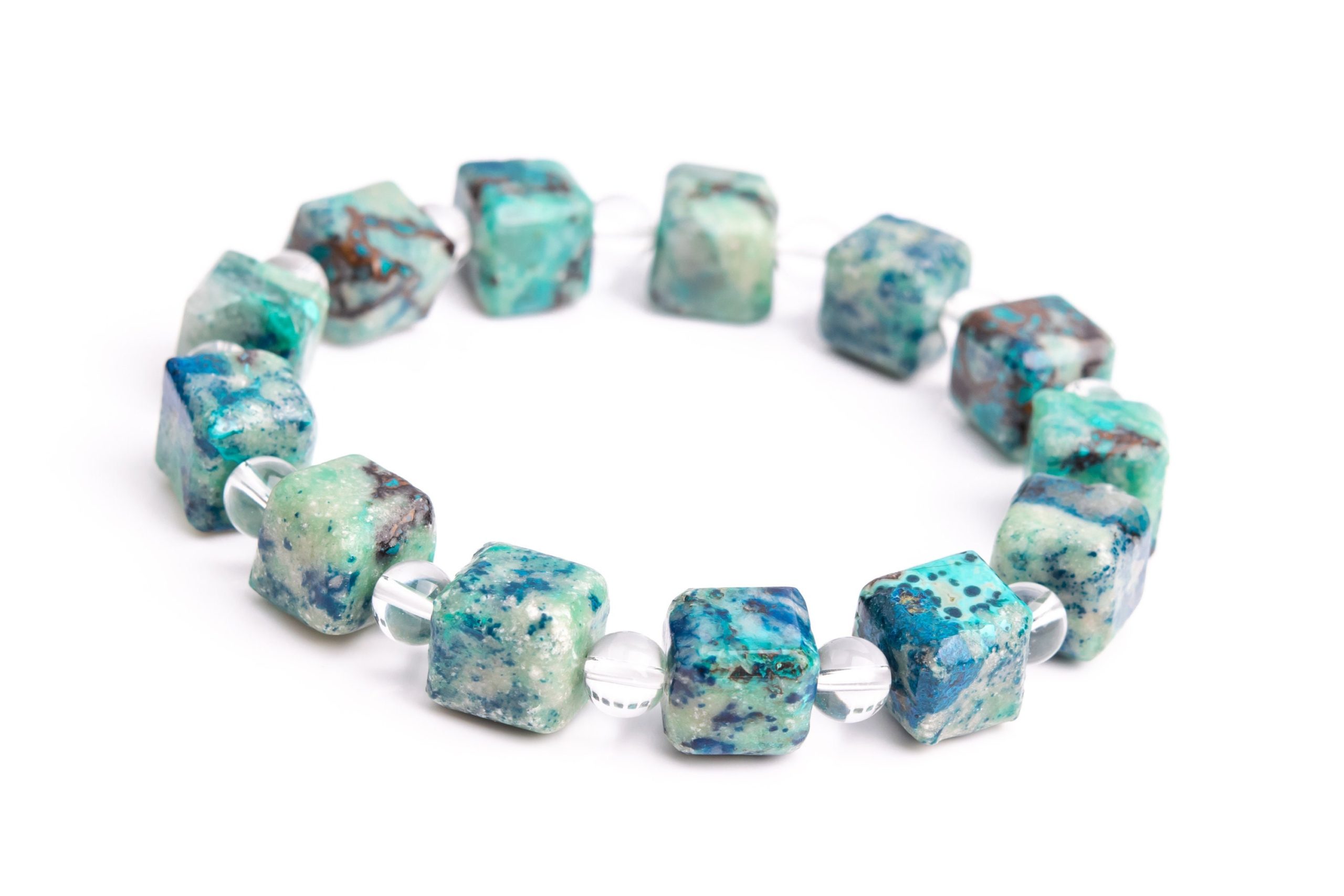 10-11mm Chrysocolla Beads Blue Green Bracelet Grade Aaa Genuine Natural Beveled Edge Faceted Cube Gemstone 8" (118484h-4037)