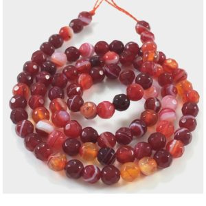 Shop Agate Faceted Beads! 4mm Faceted Red Agate Beads, Gemstone Beads | Natural genuine faceted Agate beads for beading and jewelry making.  #jewelry #beads #beadedjewelry #diyjewelry #jewelrymaking #beadstore #beading #affiliate #ad