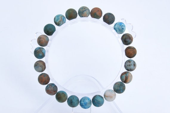 8mm Matte Blue Crazy Lace Agate Beads Bracelet Grade Aaa Natural Round Gemstone 7" Bulk Lot 1,3,5,10 And 50 (106794h-064)