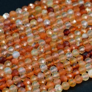 Shop Agate Faceted Beads! 4MM Orange Red Agate Beads Grade AAA Natural Gemstone Full Strand Faceted Round Loose Beads 14.5" Bulk Lot Options (107672-2503) | Natural genuine faceted Agate beads for beading and jewelry making.  #jewelry #beads #beadedjewelry #diyjewelry #jewelrymaking #beadstore #beading #affiliate #ad