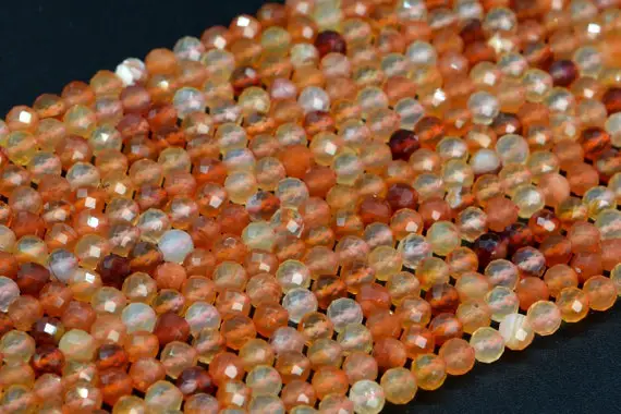 4mm Orange Red Agate Beads Grade Aaa Natural Gemstone Full Strand Faceted Round Loose Beads 14.5" Bulk Lot Options (107672-2503)