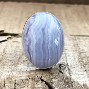Large Oval Lilac Lace Agate Sterling Silver Statement Ring | Blue Lace Agate Ring | Purple Gemstone Ring | Boho | Rocker | Natural genuine Gemstone rings, simple unique handcrafted gemstone rings. #rings #jewelry #shopping #gift #handmade #fashion #style #affiliate #ad