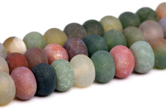 6x4mm Matte Indian Agate Beads Grade A Natural Gemstone Rondelle Loose Beads 15" / 7.5" Bulk Lot Options (102238)