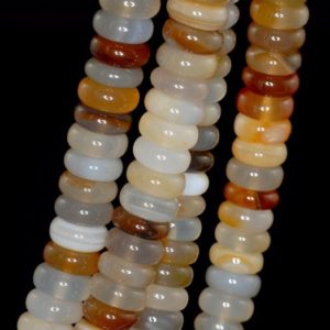 Shop Agate Rondelle Beads! Natural Agate Gemstone Grey Brown Rondelle Slice 12X4MM Loose Beads 7.5 inch Half Strand (90191769-B66) | Natural genuine rondelle Agate beads for beading and jewelry making.  #jewelry #beads #beadedjewelry #diyjewelry #jewelrymaking #beadstore #beading #affiliate #ad