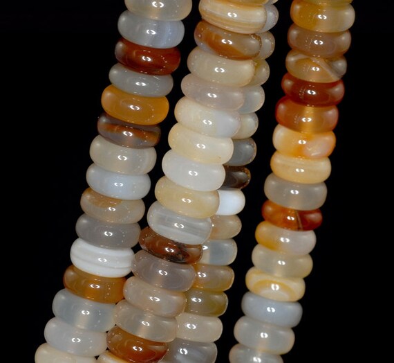 Natural Agate Gemstone Grey Brown Rondelle Slice 12x4mm Loose Beads 7.5 Inch Half Strand (90191769-b66)