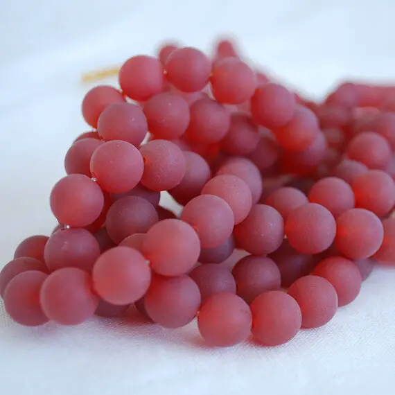 Red Agate Matte Frosted Round Beads - 4mm, 6mm, 8mm, 10mm Sizes - 15" Strand -  Semi-precious Gemstone