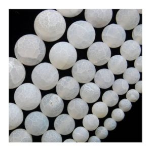 Shop Agate Round Beads! Natural Matte Frosted White Fire Crackle Agate beads, 4mm 6mm 8mm 10mm 12mm 14mm 16mm Stone Round Jewelry Gemstone Beads Jewelry making | Natural genuine round Agate beads for beading and jewelry making.  #jewelry #beads #beadedjewelry #diyjewelry #jewelrymaking #beadstore #beading #affiliate #ad