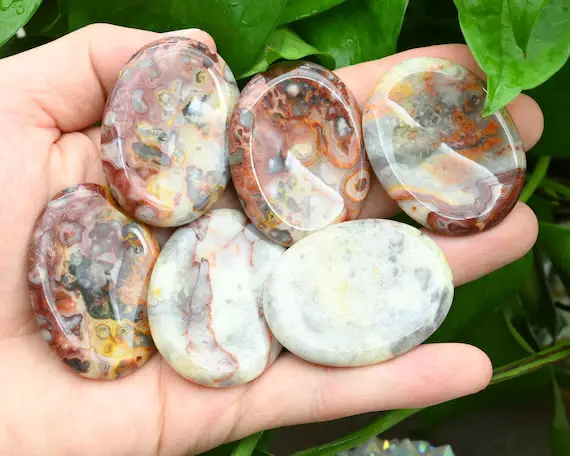 Natural Crazy Agate Worry Stone,healing Worry Stone,chakra Worry Stone,size 35x45mm