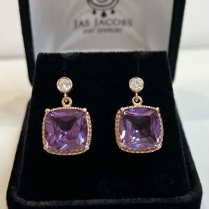 Shop Alexandrite Earrings! Beautiful 10.4ctw Cushion Cut Alexandrite Earrings 14k Rose Gold Vermeil Earrings Fine Jewelry Trends Cushion Gift Holiday Mom Wife Fiancé | Natural genuine Alexandrite earrings. Buy crystal jewelry, handmade handcrafted artisan jewelry for women.  Unique handmade gift ideas. #jewelry #beadedearrings #beadedjewelry #gift #shopping #handmadejewelry #fashion #style #product #earrings #affiliate #ad