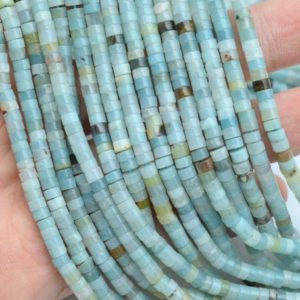 Shop Amazonite Bead Shapes! 2x3MM/2x4MM Amazonite Rondelle Beads,Heishi Gemstone Beads,For Jewelry Making Beads,Wholesale Loose Beads,For Bracelet Beads/Necklace Beads. | Natural genuine other-shape Amazonite beads for beading and jewelry making.  #jewelry #beads #beadedjewelry #diyjewelry #jewelrymaking #beadstore #beading #affiliate #ad