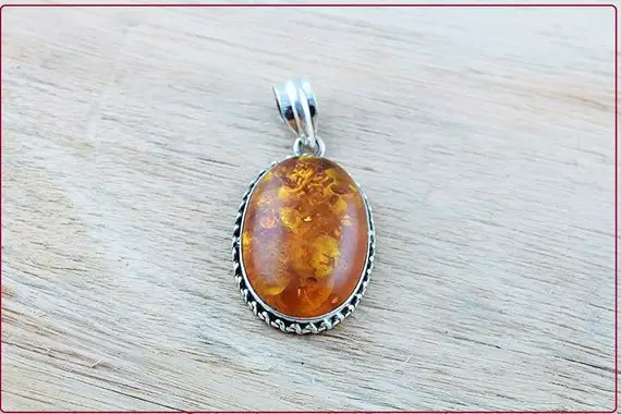 Natural 925 Sterling Silver Baltic Amber Pendant, Gemstone Pendant, Gift Pendant, Handmade Pendant, Pendant Necklace, Stone Jewelry,