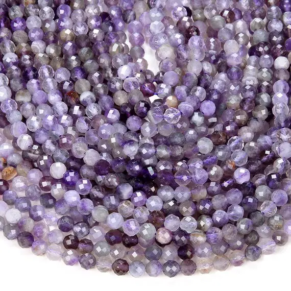 5mm Natural Flower Amethyst Gemstone Grade A Micro Faceted Round Beads 15.5 Inch Full Strand Bulk Lot 1,2,6,12 And 50 (80009442-p33)