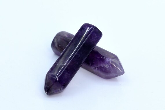2 Pcs 30x8mm Amethyst Beads Healing Hexagonal Pointed Grade A Genuine Natural Loose Beads Bulk Lot 2,4,6,12 And 50 (104381-1213)
