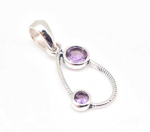 Amethyst Pendant // Purple Amethyst Pendant // Multistone Silver Setting // Amethyst Jewelry