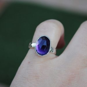Sterling Silver Amethyst Ring, Amethyst Jewelry, Rose Cut Amethyst Ring, Size 4.25-4.5 (can be sized up to an 5) | Natural genuine Gemstone rings, simple unique handcrafted gemstone rings. #rings #jewelry #shopping #gift #handmade #fashion #style #affiliate #ad