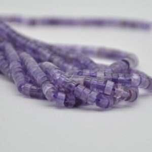 High Quality Grade A Natural Amethyst Semi-Precious Gemstone Flat Heishi Rondelle / Disc Beads – 4mm x 2mm – 15" strand | Natural genuine rondelle Amethyst beads for beading and jewelry making.  #jewelry #beads #beadedjewelry #diyjewelry #jewelrymaking #beadstore #beading #affiliate #ad