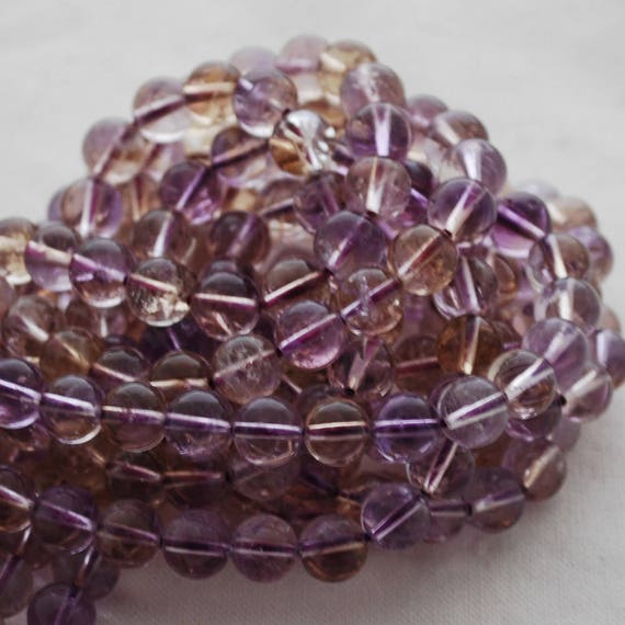 Natural Ametrine (purple) Semi-precious Gemstone Round Beads - 4mm, 6mm, 8mm, 10mm Sizes - 15" Strand