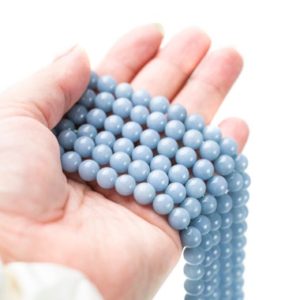 Shop Angelite Beads! A+ Grade Angelite Round Beads 15" Full Strand 4mm 6mm 8mm Blue Gemstone Beads | Natural genuine round Angelite beads for beading and jewelry making.  #jewelry #beads #beadedjewelry #diyjewelry #jewelrymaking #beadstore #beading #affiliate #ad