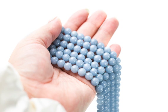 A+ Grade Angelite Round Beads 15" Full Strand 4mm 6mm 8mm Blue Gemstone Beads
