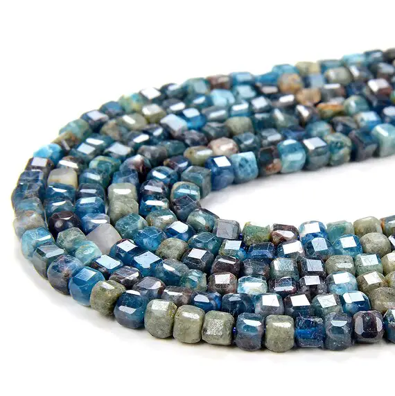 3mm Natural Apatite Gemstone Grade A Micro Faceted Diamond Cut Cube Loose Beads (p43)