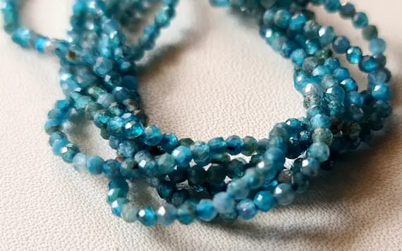2.5mm Apaptite Faceted Rondelles Natural Apatite Beads For Necklace Blue Apatite Jewelry (1str - 5str Options) - Dga65