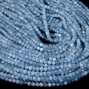 Shop Aquamarine Faceted Beads! 2MM Natural Aquamarine Gemstone Grade AAA Micro Faceted Round Beads 15.5 inch Full Strand BULK LOT 1,2,6,12 and 50 (80008842-P11) | Natural genuine faceted Aquamarine beads for beading and jewelry making.  #jewelry #beads #beadedjewelry #diyjewelry #jewelrymaking #beadstore #beading #affiliate #ad