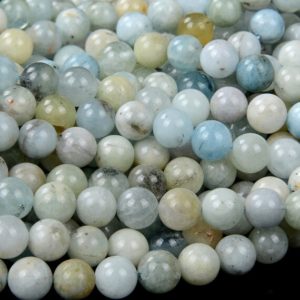 Shop Aquamarine Round Beads! Natural Aquamarine Gemstone Grade A Round 6MM 8MM Loose Beads BULK LOT 1,2,6,12 and 50 (D103) | Natural genuine round Aquamarine beads for beading and jewelry making.  #jewelry #beads #beadedjewelry #diyjewelry #jewelrymaking #beadstore #beading #affiliate #ad