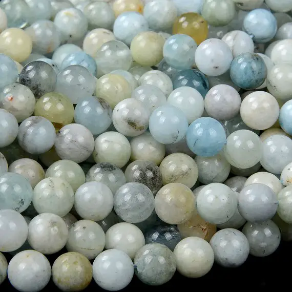 Natural Aquamarine Gemstone Grade A Round 6mm 8mm Loose Beads Bulk Lot 1,2,6,12 And 50 (d103)