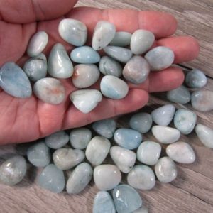 Shop Aquamarine Stones & Crystals! Aquamarine Tumbled 0.5 inch + Stone T147 | Natural genuine stones & crystals in various shapes & sizes. Buy raw cut, tumbled, or polished gemstones for making jewelry or crystal healing energy vibration raising reiki stones. #crystals #gemstones #crystalhealing #crystalsandgemstones #energyhealing #affiliate #ad