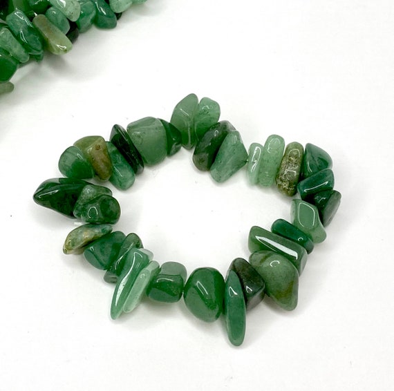 Green Aventurine Crystal Chips Bracelet, Aventurine Gemstone Beaded Bracelet