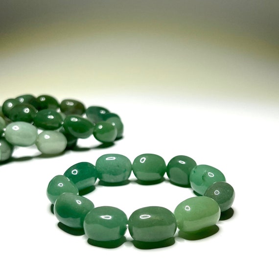Green Aventurine Jelly Bean Beaded Bracelet