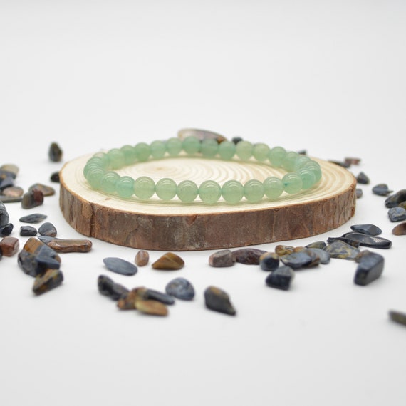 Natural Green Aventurine Semi-precious Gemstone Round Beads Sample Strand / Bracelet - 6mm Or 8mm Sizes, 7.5"