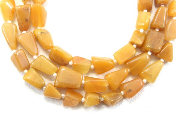 Top Quality Natural Yellow Aventurine Gemstone, 13.5" Long Strand Smooth Nuggets Shape Beads, Size 6x8-7x12 Mm Making Jewelry, Wholesale