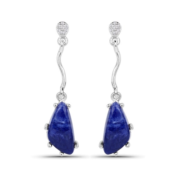 Blue Aventurine Earrings, Blue Aventurine Sterling Silver Drop Earrings, Blue Gemstone Earrings, Birthstone Earrings, Anniversary Gift