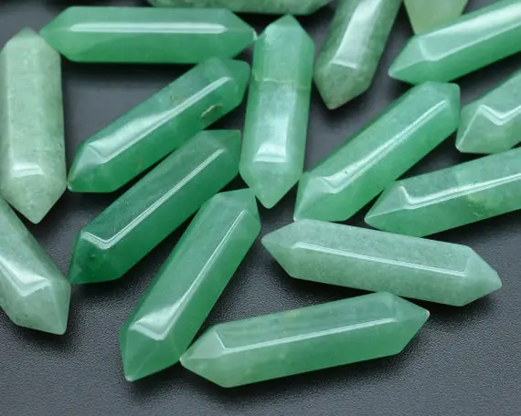 Green Aventurine Double Terminated Point Beads,for Diy/jewelry Making Beads,no Hole Pendants,double Point Beads,meditation Point Beads.