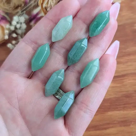 Tiny Aventurine Dt Crystal Wands 0.75", Bulk Lots Of Double Terminated Points For Jewelry Making Or Crystal Grids