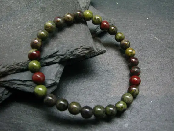 Dragon Bloodstone Genuine Bracelet ~ 7 Inches  ~ 6mm Round Beads
