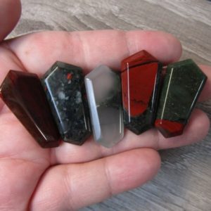 Shop Bloodstone Points & Wands! African Bloodstone Double Terminated 1 inch + Flat Wand J241 | Natural genuine stones & crystals in various shapes & sizes. Buy raw cut, tumbled, or polished gemstones for making jewelry or crystal healing energy vibration raising reiki stones. #crystals #gemstones #crystalhealing #crystalsandgemstones #energyhealing #affiliate #ad