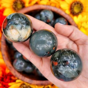 Shop Bloodstone Shapes! Bloodstone Sphere – Seftonite Stone – Bloodstone – No. 529 | Natural genuine stones & crystals in various shapes & sizes. Buy raw cut, tumbled, or polished gemstones for making jewelry or crystal healing energy vibration raising reiki stones. #crystals #gemstones #crystalhealing #crystalsandgemstones #energyhealing #affiliate #ad